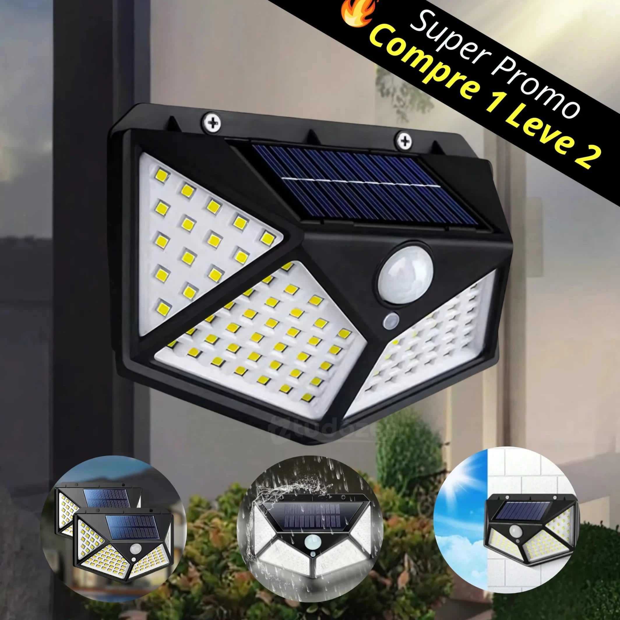 SpotLight - Refletor Solar LED Inteligente c/ Sensor de Movimento [COMPRE 1 LEVE 2]